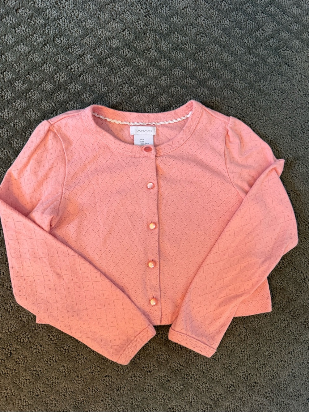 Tahari Pink Diamond-Point Lightweight Cardigan